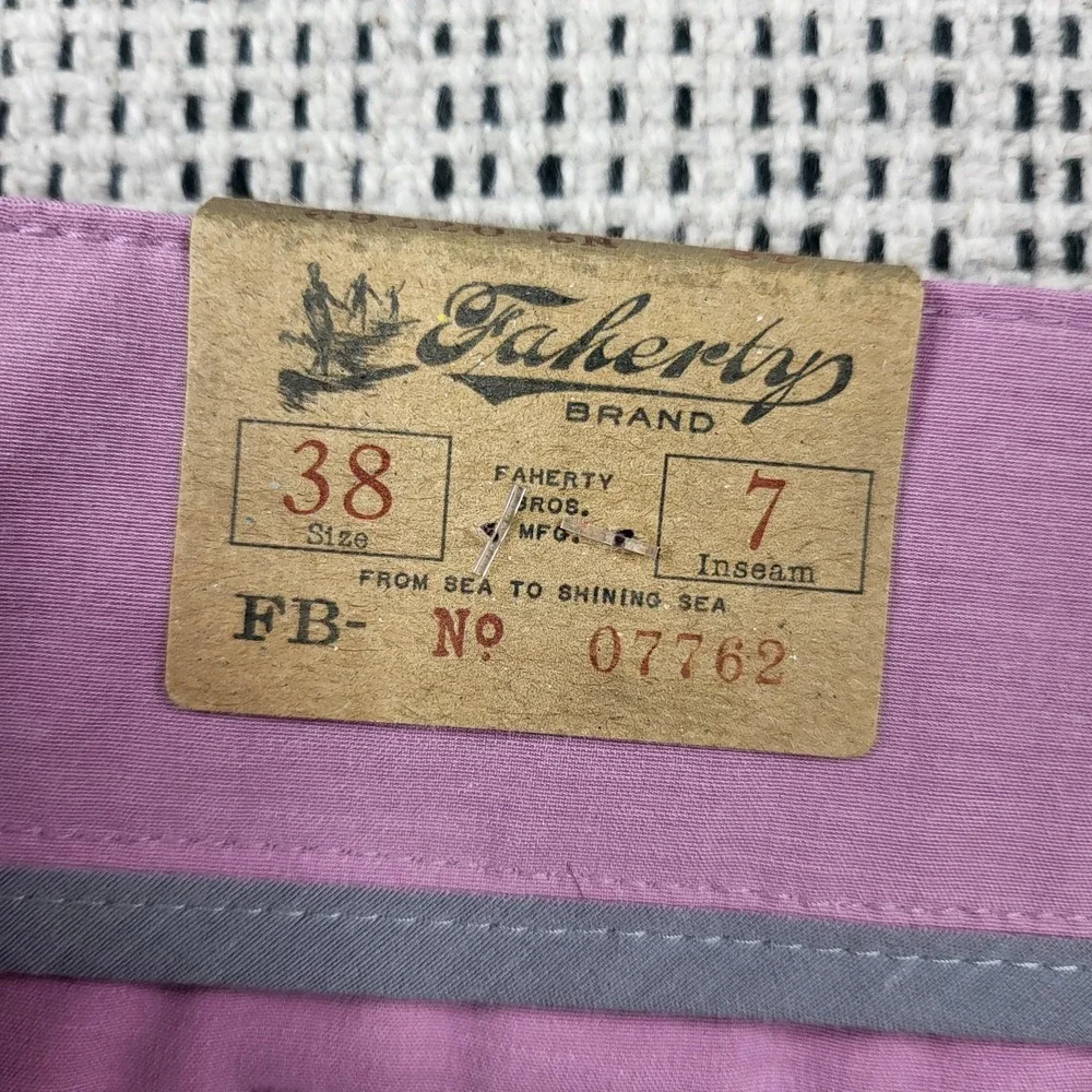 Faherty All Day Shorts Mens 38 Pink Chino Stretch Microfiber 7 Inseam‎ Casual
